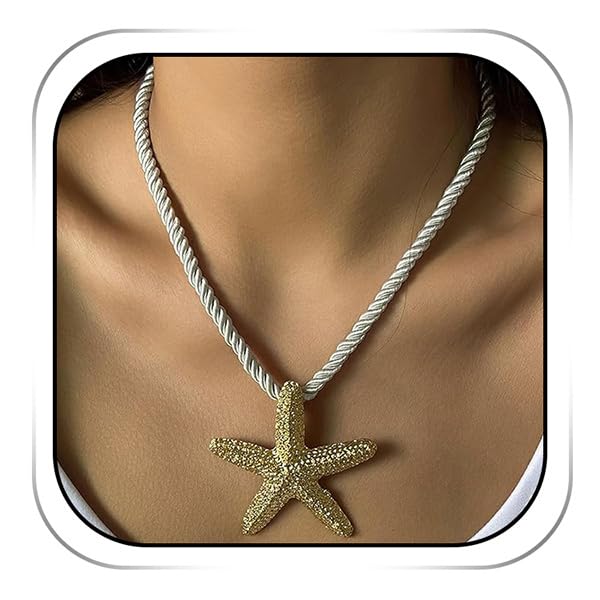 YUEXNKO Colares de concha, colar conchas mulher, colar de concha de estrela do mar, gargantilha conchas verão praia, colares de estrela do mar, jóias de carro, colares boêmio, Metal, Sem Pedra