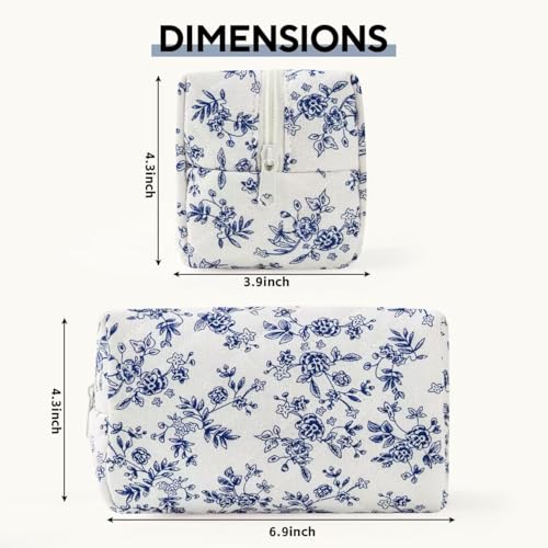 Image of Floral Makeup Bag,Floral Quilted Makeup Bag,Cosmetic Bag,Skincare Product Bag,Fashionable Travel Makeup Pouch,Small Cute Makeup Bag,Puffy Coquette Makeup Bag, Attractive Quilted Makeup Bag