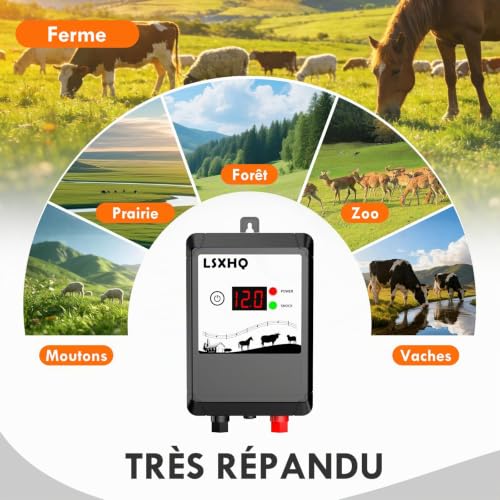 Clôture Électrique 10 km Pour Bétail Et Animaux, Électrificateur 12 kV 2.0 J Avec Câble De Clôture 200 m & 50 Isolateurs Annulaires, Protection Pour Jardin, Pâturage Et Ferme (Kit Noir) – vue 8