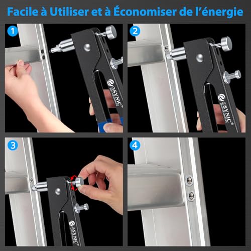 Pistolet à écrou riveteuse kit 86 pcs avec inserts filetés M3 à M8 bleu - 4