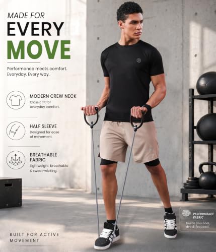 Image of CHKOKKO Gym T Shirts for Men Workout Activewear Solid Quick Dry Sports Tshirt for man Breathable Lightweight Half Sleeve Regular Fit Round Neck Running Boys T Shirt