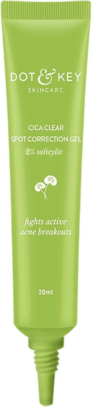 Dot & Key Cica Clear Spot Correction Gel for Active Acne | Soothing, Lightweight & Non Drying | Reduces Active Acne & Redness | Fades Acne Scars & Dark Spots | For Oily, Acne Prone Skin | For Women & Men | 20ml