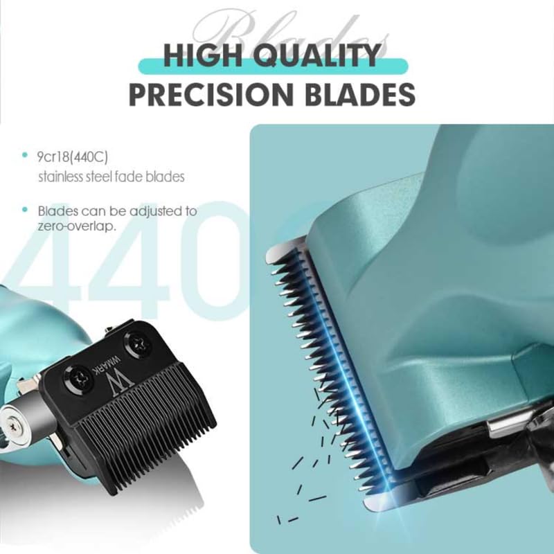 Image of WMARK Men Ng-133 Professional Zero Gapped Hair Trimmer Precision 440C (9Cr18) Stainless Steel Fade Blade & Ceramic Moving Blade 8000 Rpm Dc Motor Charging Pod 8 Guide Comb Taper Lever 180 Min