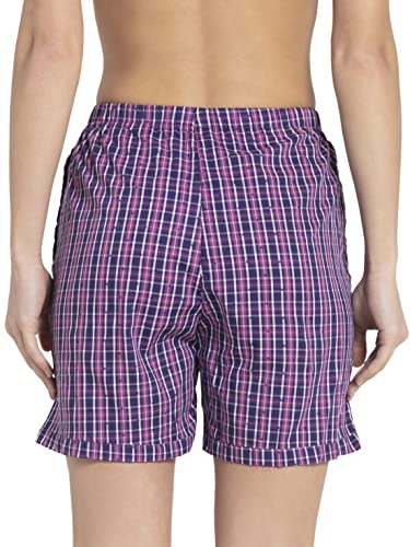 Image of Jockey RX15 Women Super Combed Cotton Yarn Dyed Woven Relaxed Fit Striped Shorts with Side Pockets (Colors & Prints May Vary)