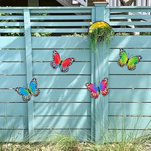 Oraytteo 4 Pack Metal Butterfly Outdoor Decor, Rustproof Butterflies Wall Art Hanging Sculptures for Fence Patio Yard Tree Garden Home Decorations, Idea Christmas Gift for Mom Friends Oraytteo 4 Pack Metal Butterfly Outdoor Decor Rustproof Butterflies Wall Art Hanging Sculptures for Fence Patio Yard Tree Garden Home Decorations Idea Christmas Gift for Mom Friends
