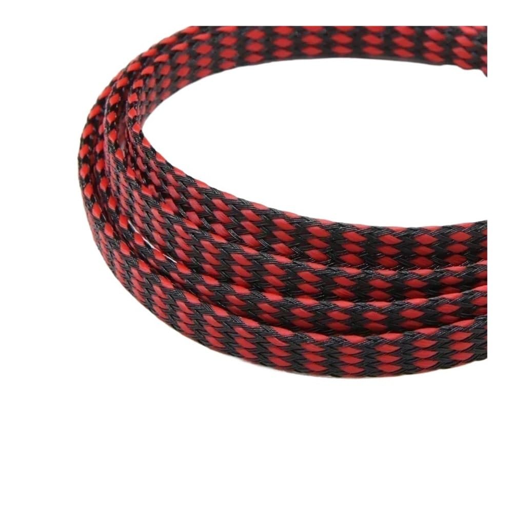 1/3/5/10M Braid Sleeve PP Cotton PET Yarn 4 8 12mm Soft Wire Wrap Insulated Cable Protection Harness Cable Sleeving Sheath(Red Balck,04mm,5 Meters)