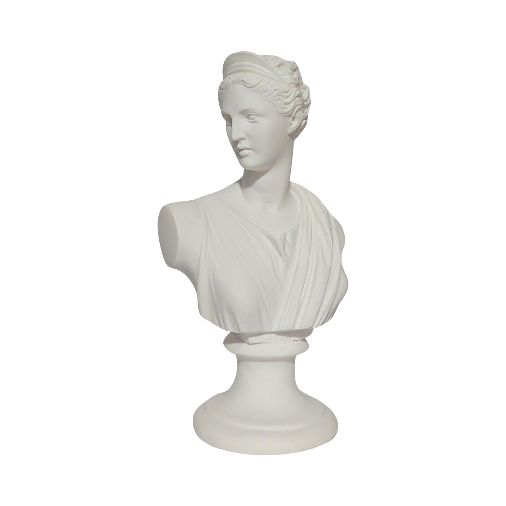 Dadart White Artemis Diana Goddess Bust Alabaster Statue 21.5 Cm