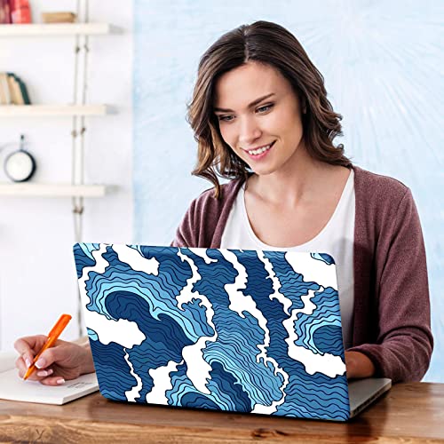 Dinky Laptop Skin Sticker Decal, 12" 13" 13.3" 14" 15" 15.4" 15.6 Inch Laptop Universal Reusable Vinyl Skin Stickers Cover Art Decal Notebook Pc Personalized Protector-Japanese Style Wave #TOP5