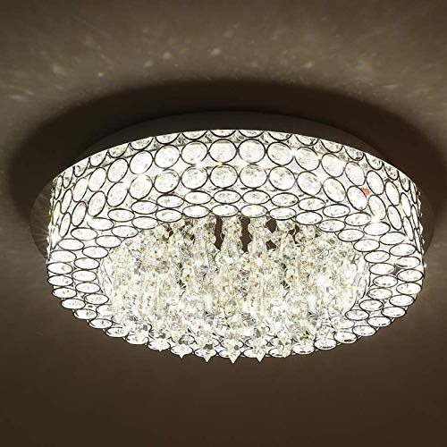 Plafonnier LED cristal raindrop lustre de plafond luxe rond éclairage neutre chambre