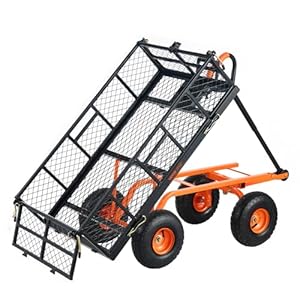 VEVOR Gartenkarre, Gartenwagen aus Metall mit einfach zu montierendem Rahmen, kippbarer Bollerwagen mit umwandelbarem 2-in-1-Griff, Allzweckschubkarre mit 400 kg Tragfähigkeit, 25, 4 cm Reifen