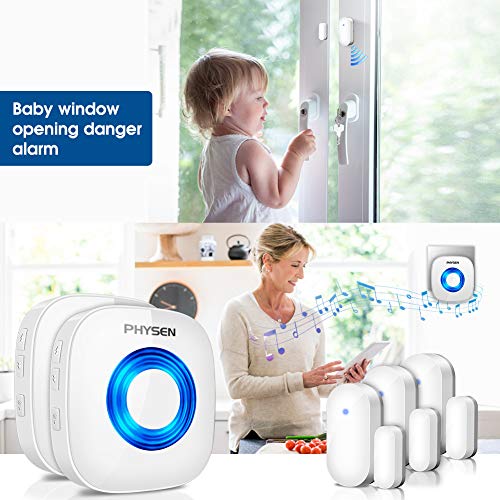 Door Chime, Physen Wireless Door Open Sensor Window Alarm With 600 Ft Range 58 Melodies & 5 Volume Levels With Mute Mode, Bright Led Indicator, Door Alert Kit For Business/Home/Office/Stores #TOP2