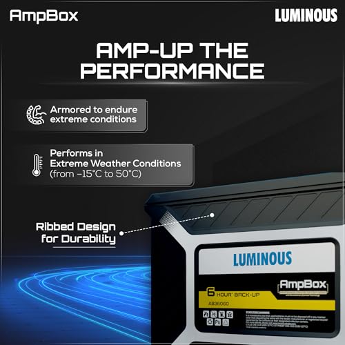 Image of Luminous Ampbox AB36060 Gel Battery for Home, Office & Shops | Tall Tubular Battery | 6hr Backup | Maintenance Free | German Technology | Durable & Reliable | 60 Months Warranty by Luminous