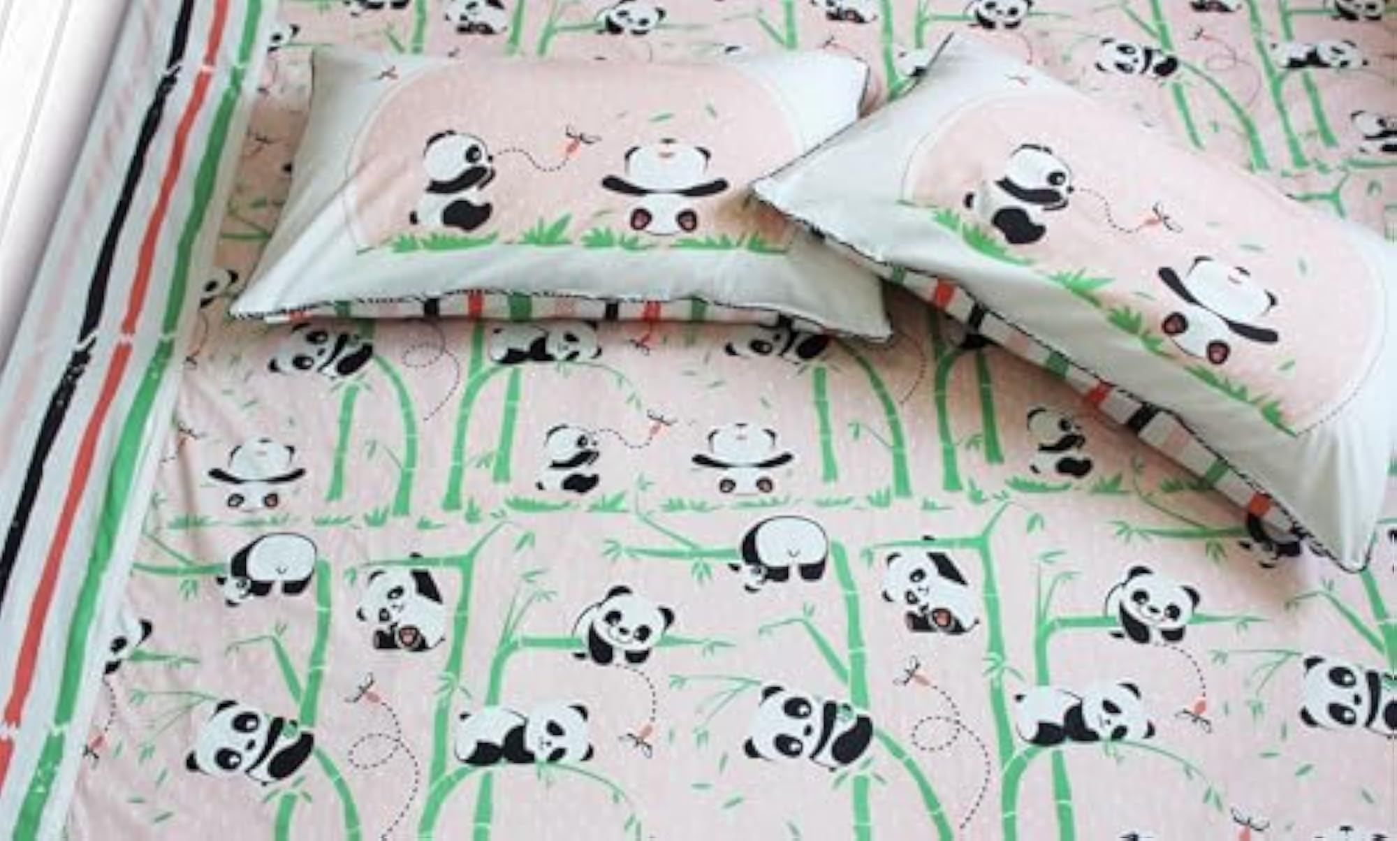 Panda Village 100% Cotton King Bedsheet with Two Pillow Covers