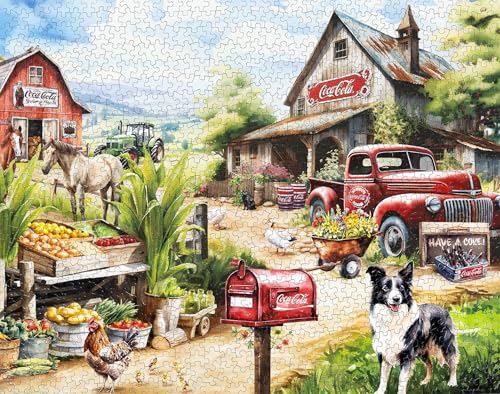 Rompecabezas Springbok Coca-Cola Countryside Market de 1000 piezas para adultos | Piezas únicas, fabricado en EE.UU., materiales ecológicos, incluye póster miniatura 3