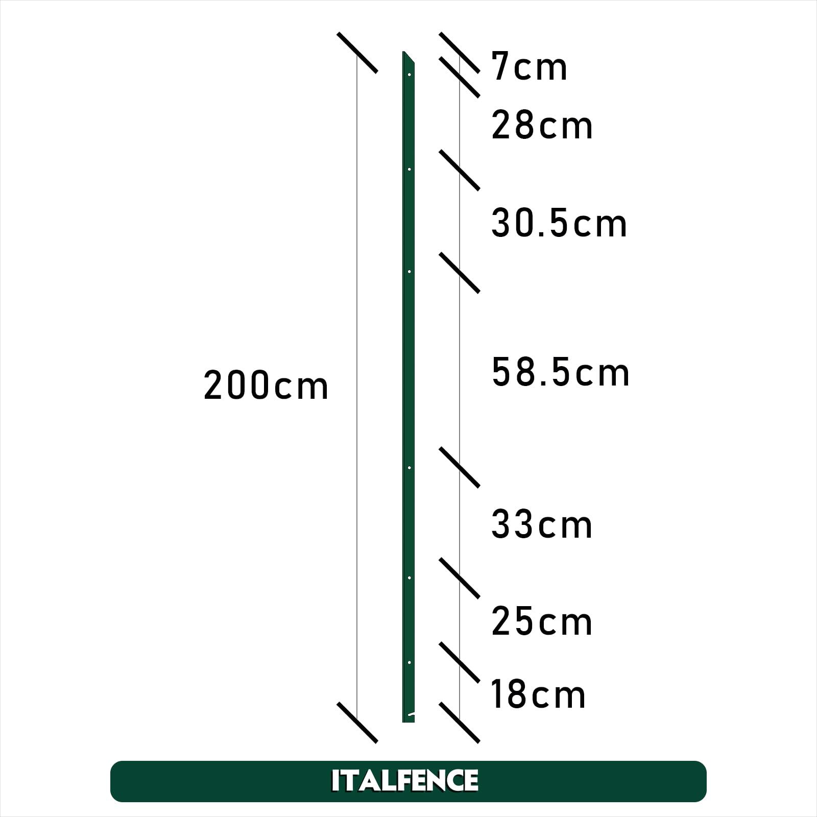 Palo a T H200cm 30x30x3mm in ferro plastificato verde [10 pezzi]