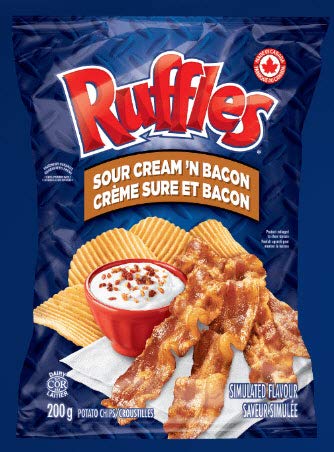 RufflesSour Cream and Bacon Chips, Large Bag ...{Imported From Canada}