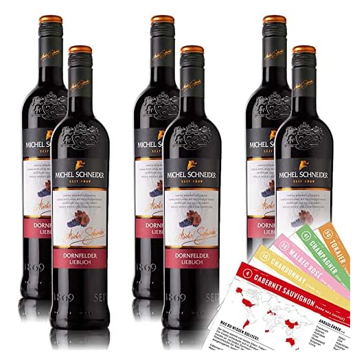 Michel Schneider Dornfelder QbA, lieblich, sortenreines Weinpaket + VINOX Winecards (6x0,75l)