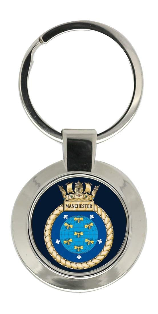 Giftshop Uk Unisex Silver Coloured Metal Hms Manchester, Royal Navy Key Ring