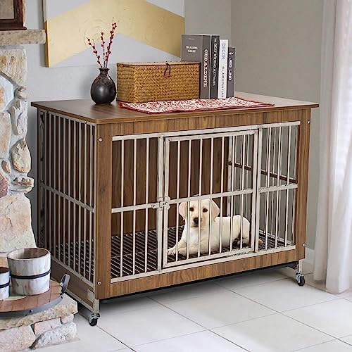 Dog Crate Furniture, JONGEE Wooden Dog Kennel Indoor, Dog