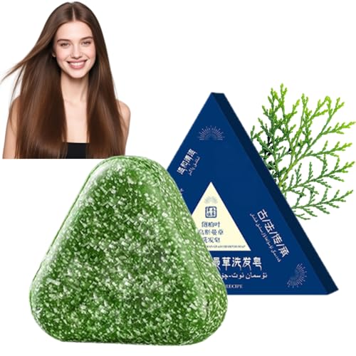 Festes Shampoo Gegen Haarausfall, Nature Triangle Haarseife für Haarwachstum, Shampoo Fettiges Haar für Männer Frauen, Haarshampoo Strengthens Glatt Hair, Kopfhaut Pflege Reinigung und Nährende, 120g