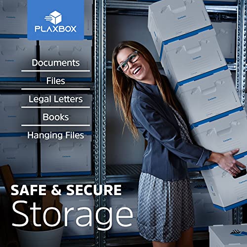 Plaxbox Portable File Organizer Box With Lid - Plastic Hanging Filing Storage Boxes With Handles - Sturdy Home/Office Filing System For Folders, Paper & Document Box, Cardboard File Box Alternative #TOP5