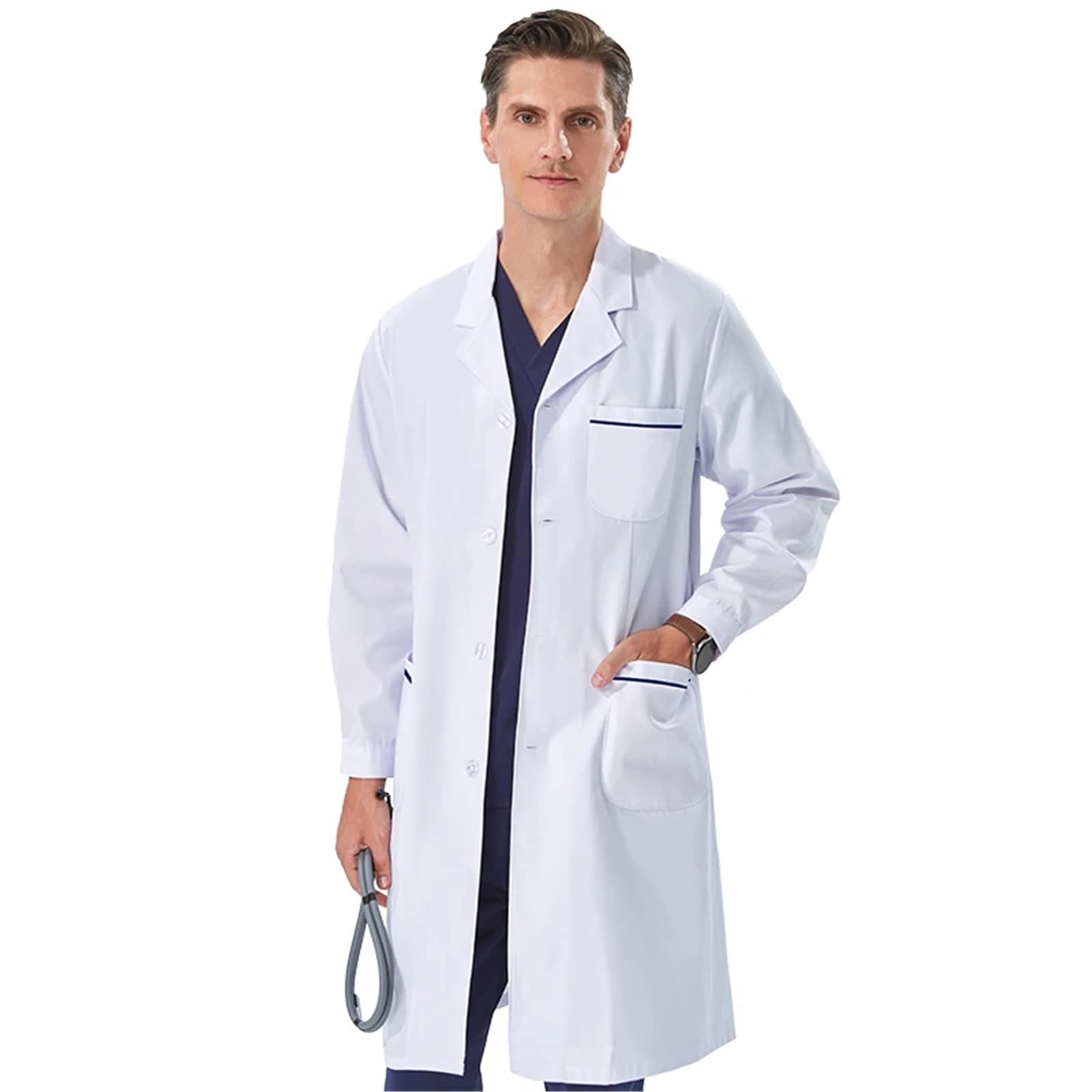 Bata de Laboratorio Blanca económica for Mujeres, Hombres, Estudiantes, Profesionales de la Salud, Enfermeras, de Manga Larga, Bata de Trabajo médica.