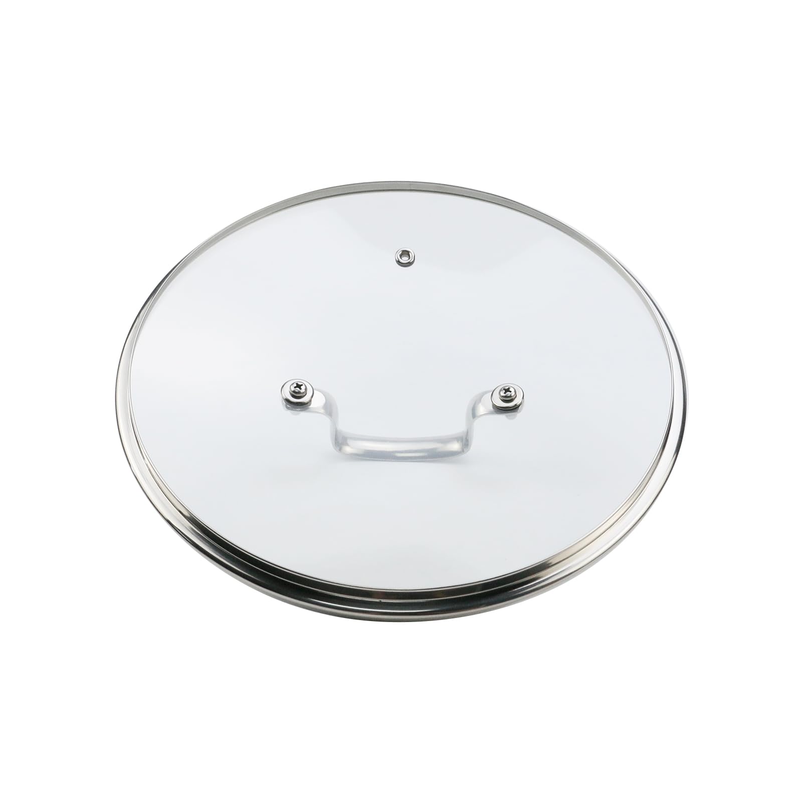 Woogim Copriventola in vetro temperato da 25,4 cm con manico per coperchio universale per padella, wok, pentola per zuppa, vapore, padelle, 1 pezzo, trasparente