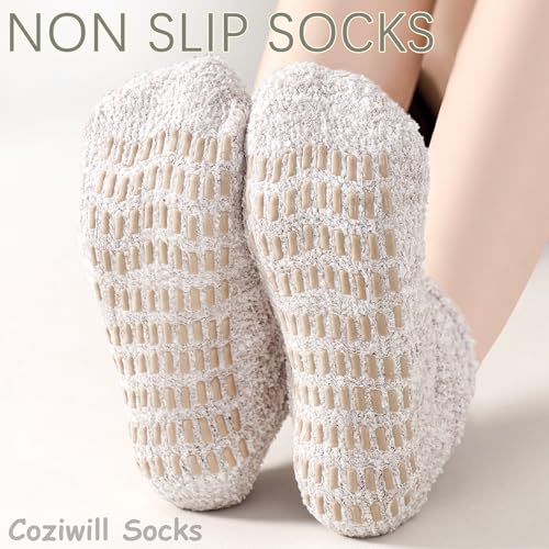 Slipper Socks With Grips for Women and Men - Fuzzy Warm Winter Non-Slip Hospital Socks - Home Cozy Grip Ankle Socks3