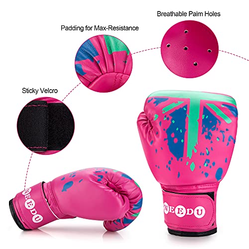 Weneedu Kids Boxing Gloves For Boys And Girls,Boxing Gloves For Kids Age 3-15 Years,Junior Youth Toddlers Boxing Training Gloves For Punching Bag,Mma,Kickboxing,Muay Thai,Sparring (Pink) #TOP3