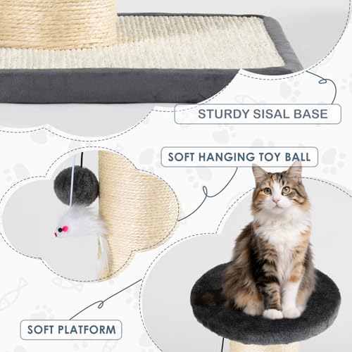 Rascador para gato resistente con poste y base de madera miniatura 4