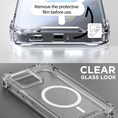 Image of Amazon Basics Back Cover for Oppo F33 5G / Oppo F31 5G Mag-Safe Shockproof PC + TPU Protective Case Magnetic Support Bumper Case (Transparent Mag-Safe)