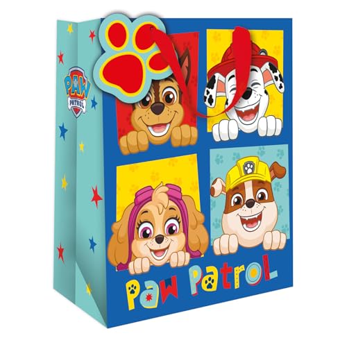 Sac cadeau Paw Patrol pour garçon – Parfait pour tout anniversaire de garçon, bleu, 33 x 26 x 13,5 cm