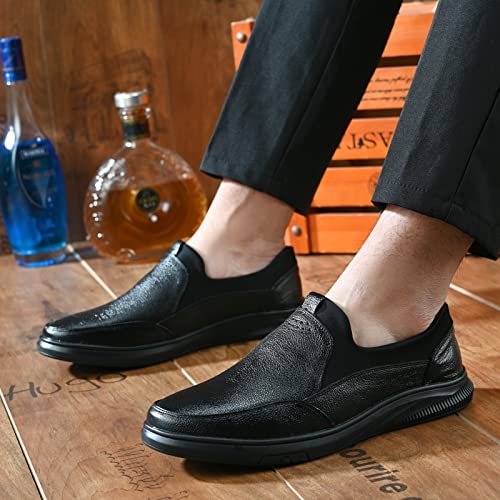 Image of Men's Breathable Fashion Oxford Shoes Casual Loafers Leather Shoes Dress Shoes-196-Black-EU44=US10.5