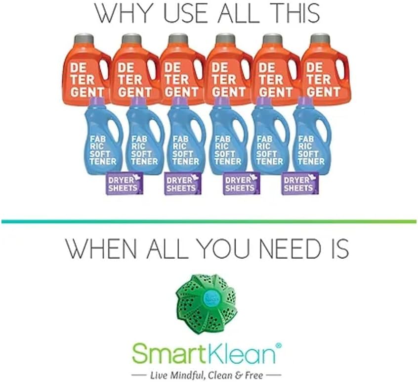 SmartKlean Laundry Ball - Non Chemical Detergent Natural Eco-Friendly Alternative Laundry Washing Machine Ball