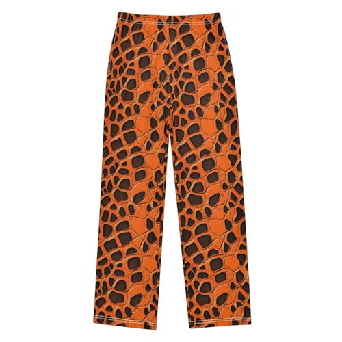 Pajama Pants Orange Black Leopard Pattern PJ Bottoms Sleepwear Lounge Sleep Pant with Pockets