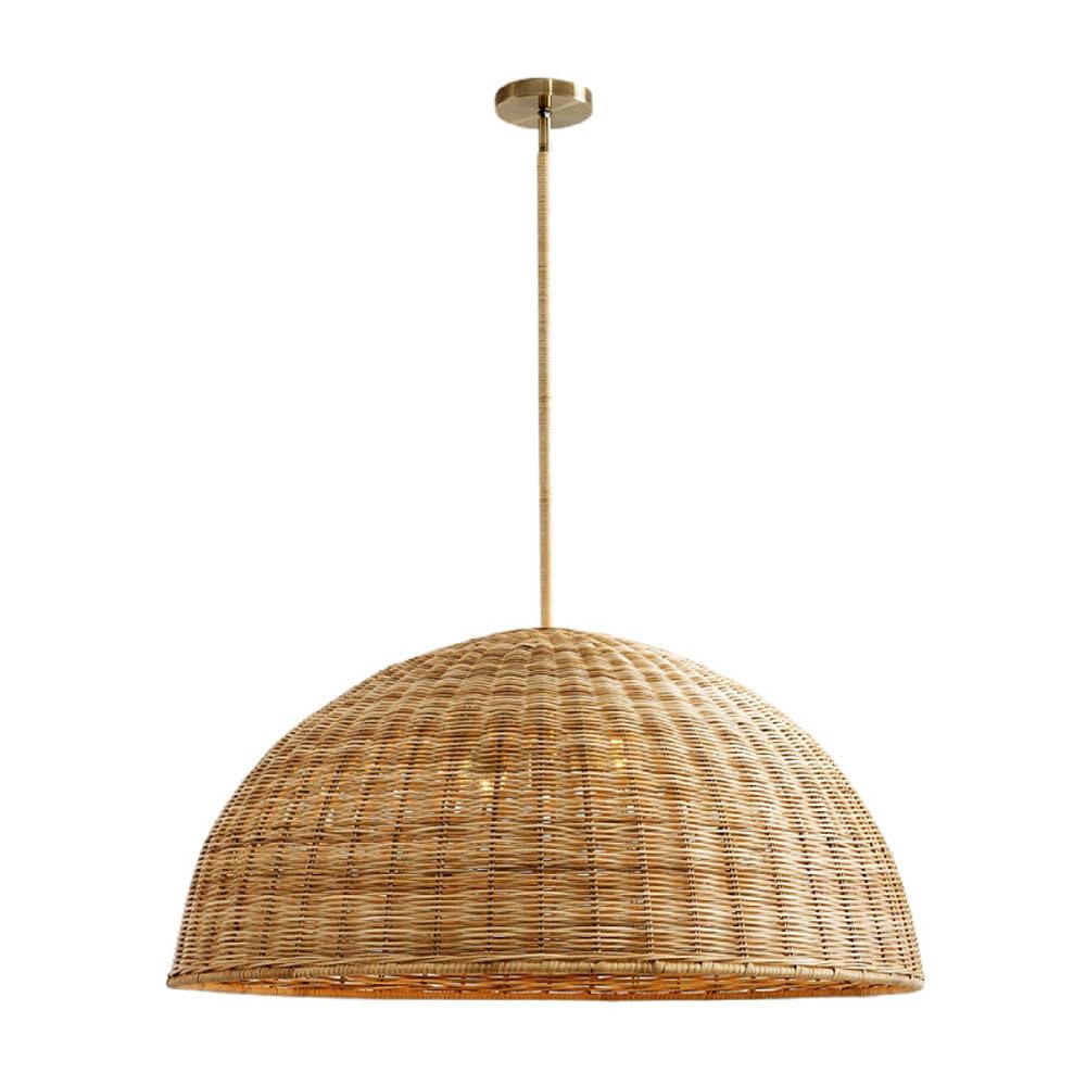 Rattan Pendant Lights, Boho Wicker Chandelier E 27 Hanging Ceiling Light Natural Weaving Lampshade Cord Adjustable Living Room Bedroom Dining Rustic Lamp Fixtures