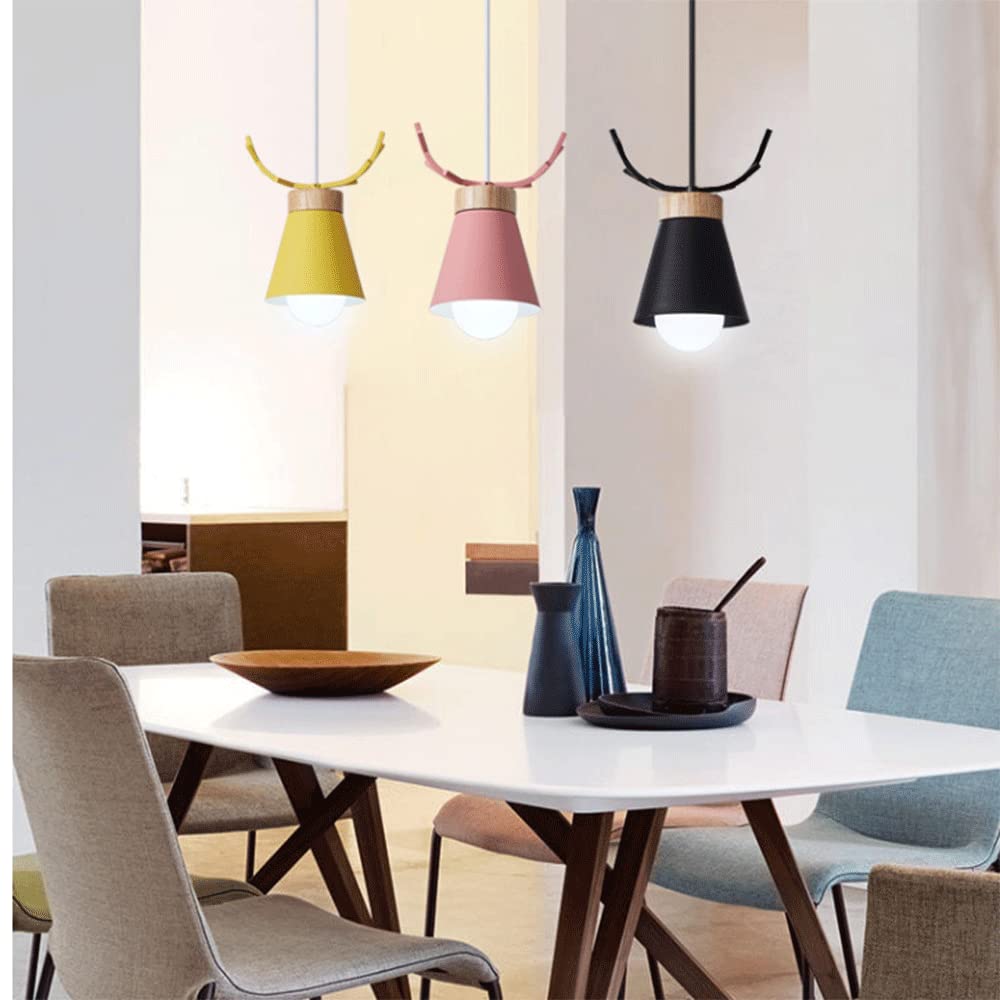 RCIDOS Con Luces Colgantes con Decoración De Astas. Pantalla Luz Techo Industrial Moderna Lámpara Colgante Creativa De Un Solo Cabezal E27 Lámpara Suspensión Elegante Pastoral para Restaurantes