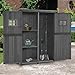 M MCombo Gartenschrank Holz, Gartenhaus Klein Wetterfest, Outdoor Gerätehaus Geräteschuppen, für Außenbereich Balkon Terrasse, 127×59×168 cm, 0912 (Grau)
