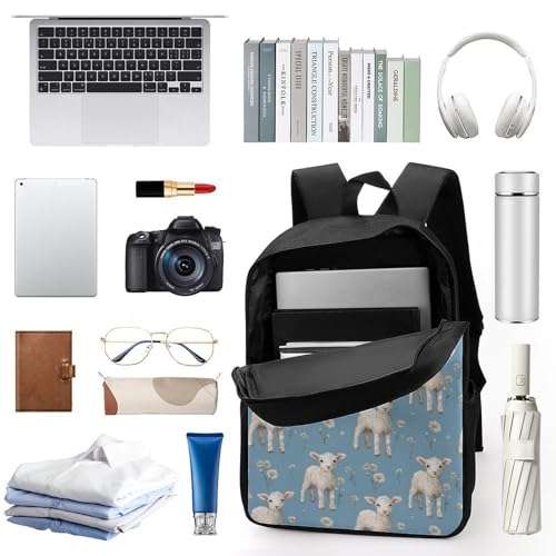 Lamb Cute Classic 17 Inch Backpack Travel Daypack Casual Shoulder Bag with Adjustable Strap for Men Women3