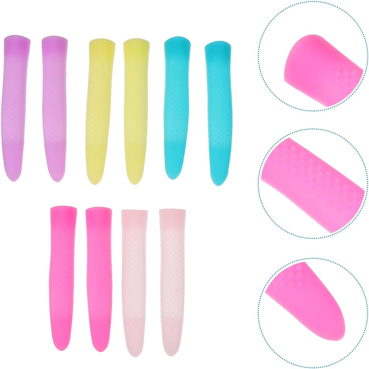 Mipcase Anti-Slip Silicone Handle Covers for Nail Cuticle Scissors 5 Pairs Protective Sleeve Nail Art Accessories Comfortable Grip for Manicure Pedicure Tools 2.75X0.39 Inch