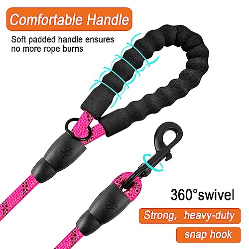 BARKBAY Dog Leashes for Large Dogs Heavy Duty Dog Leash 4/5/6 FT with Comfortable Padded Handle and Highly Reflective Threads for Medium Large Dogs Walking Training Running (6FT-1/2'',Fushcia) by BARKBAY - Image 2