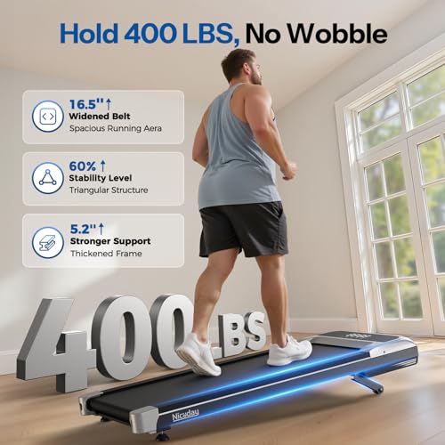 Image of Niceday Walking Pad Treadmill with 10% Auto Incline, 400lbs Weight Capacity, Under Desk Treadmill for Home Office, 3HP Brushless Ultra-Quiet