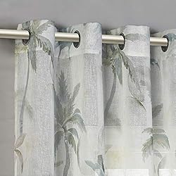Cortinas Estampadas PimpamTex–Visillo Estampado Traslúcido para Habitación, Dormitorio y Salón - Cortina con Ollaos, Diseños Originales, 1 Ud,- Visillo Moderno y Decorativo-(140 x 260 cm, Malena verde)