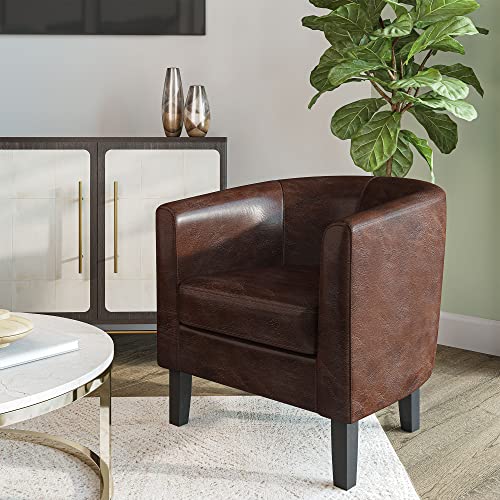 BELLEZE Accent Barrel Chair, Club Tub Sofa Corner Chair with Flared Legs and Cozy Soft Padding for Living Room Bedroom Waiting Room - Caramel Caramel
