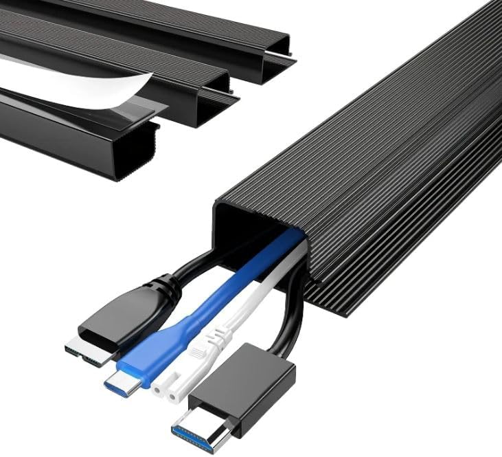 Kit 4 Canaletas Organizador De Cabos Mesa Sem Furar - Canaleta Or...