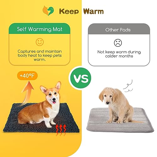 Nobleza Selbstheizende Decke für Hunde & Katzen, Haustiere Wärmematte Winter, Waschbar Wärmedecke Hund, Selbstwärmende Hundematte Flauschig Warme, Thermodecke Hund rutschfest, Grau, 115x70cm