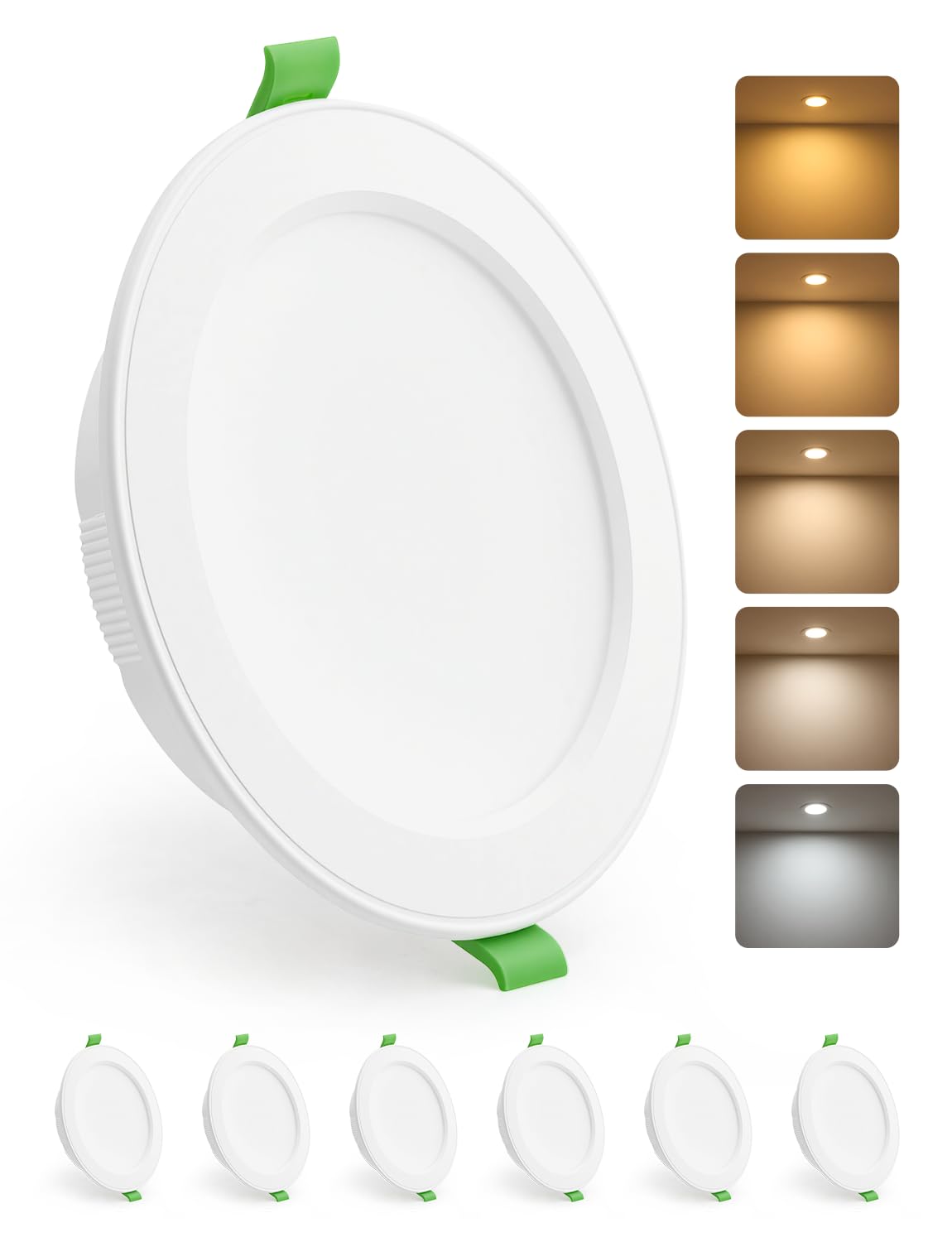 HOMEOW Zestaw 20 wpuszczanych reflektorów LED 10 W, otwór 115 mm - 130 mm