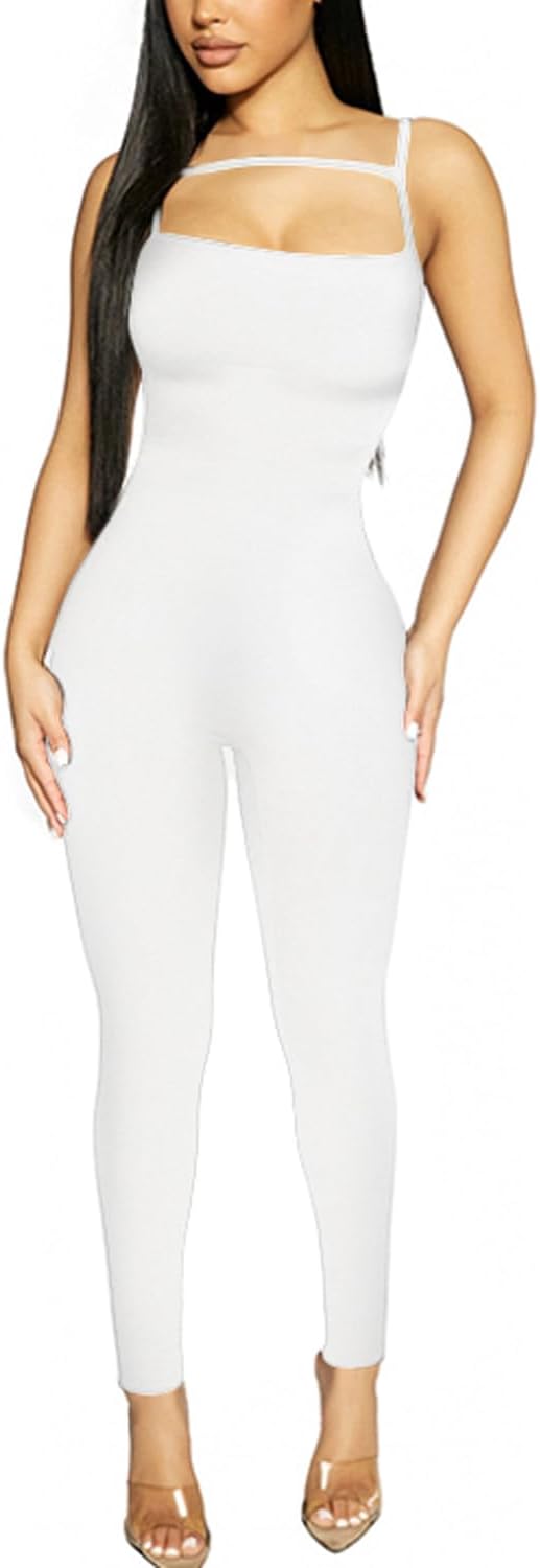 Women Spaghetti Strap Bodycon Tank One Piece Jumpsuits Rompers Playsuit - Image 3