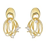 Línea envolvente geométrica hueca Pendientes de circón Diseño de nicho Personalidad Pendientes de lujo ligero Mujeres