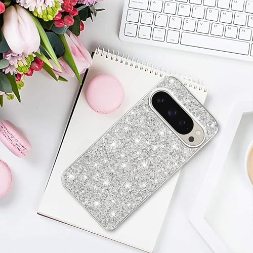 Coque Google Pixel 9 Pro paillettes argentée style luxe antichoc - 7